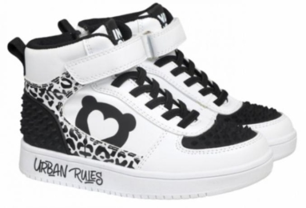 Кеды высокие для девочки / Черно-белый / 32