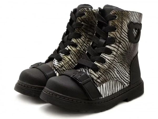 Ботинки из экокожи для девочки / Серебряный / 28