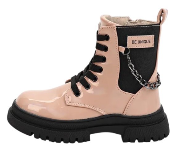 Ботинки из экокожи для девочки / Розовый / 28