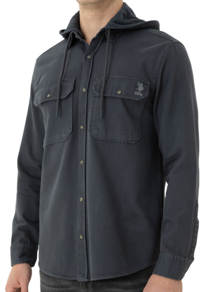 Рубашка хлопковая мужская / Темно-серый / 46