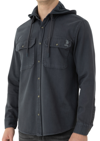 Рубашка хлопковая мужская / Темно-серый / 46