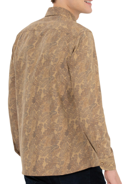 Рубашка с принтом мужская / Бежевый / 44