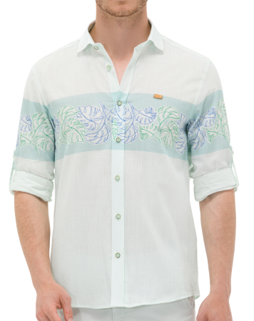 Рубашка хлопковая мужская / Зеленый / 54