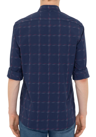 Рубашка хлопковая мужская / Тёмно-синий / 46