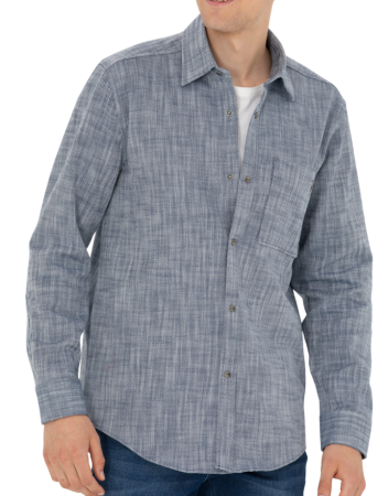 Рубашка хлопковая мужская / Тёмно-синий / 46