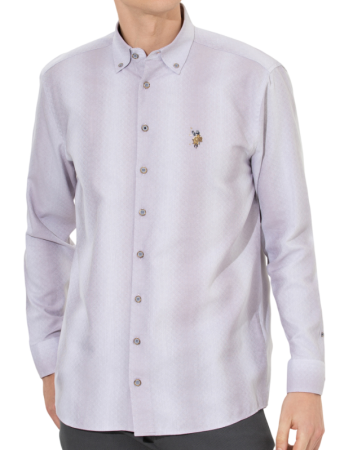 Рубашка хлопковая мужская / Светло-серый / 44