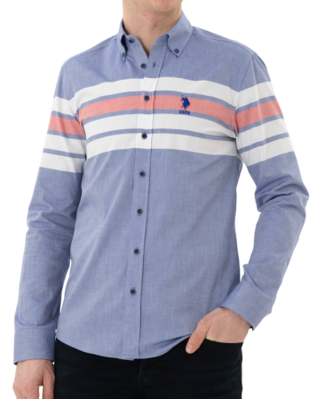 Рубашка хлопковая мужская / Синий / 42