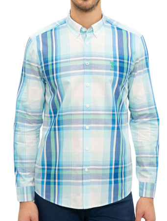 Рубашка хлопковая мужская / Синий / 46