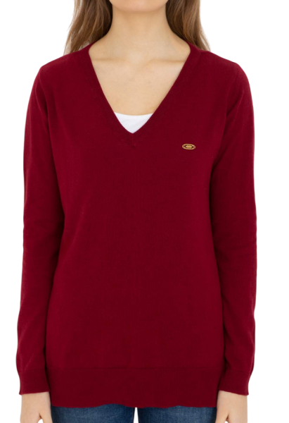 Пуловер хлопковый женский / Бордовый / 42