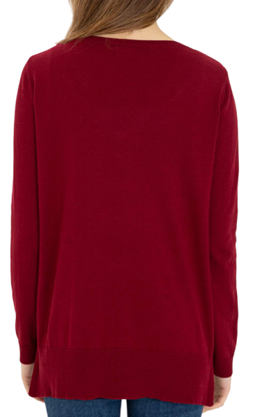 Пуловер хлопковый женский / Бордовый / 42