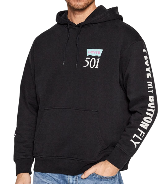 Худи с принтом мужское / Черный / 44