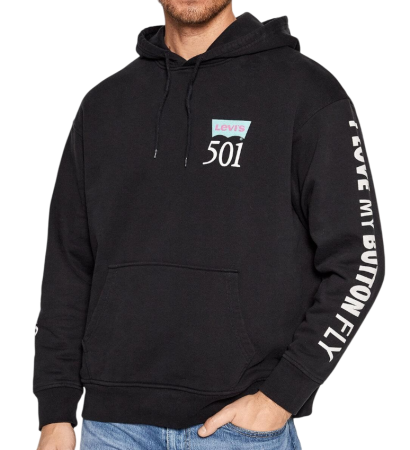 Худи с принтом мужское / Черный / 44