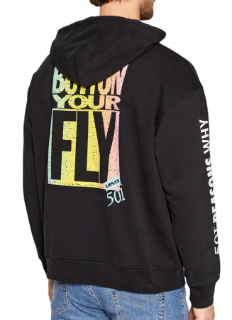 Худи с принтом мужское / Черный / 44