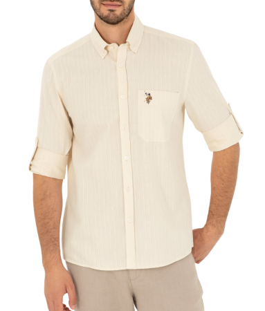 Рубашка с длинным рукавом мужская / Бежевый / 54