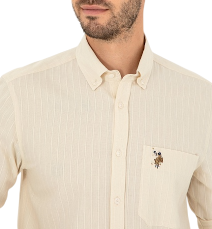 Рубашка с длинным рукавом мужская / Бежевый / 54