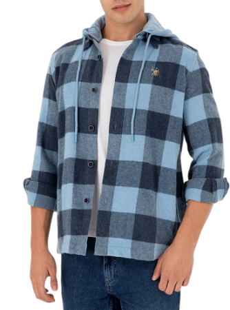 Рубашка с капюшоном мужская / Синий / 58