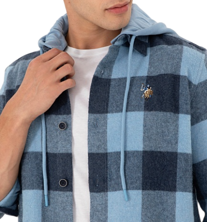 Рубашка с капюшоном мужская / Синий / 58