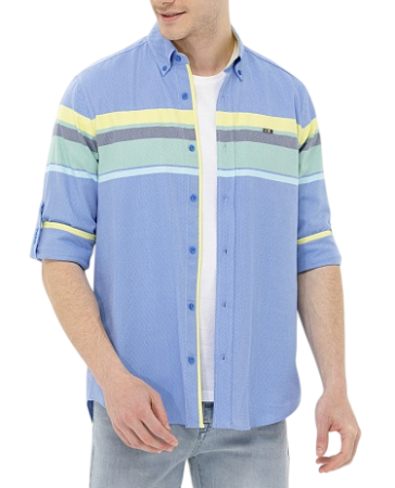 Рубашка с длинным рукавом мужская / Синий / 56