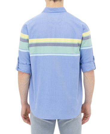 Рубашка с длинным рукавом мужская / Синий / 56