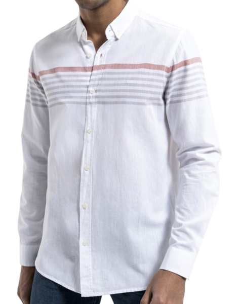 Рубашка в полоску мужская / Белый / 52