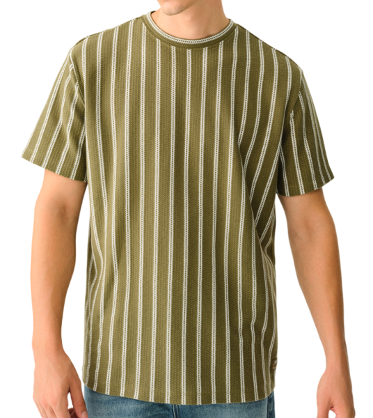 Футболка в полоску мужская / Хаки / 46