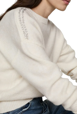 Джемпер с камнями женский / Белый / 48