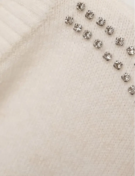 Джемпер с камнями женский / Белый / 48