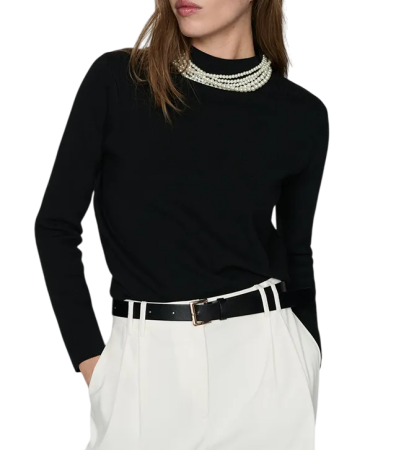 Джемпер с воротником-стойкой женский / Черный / 38