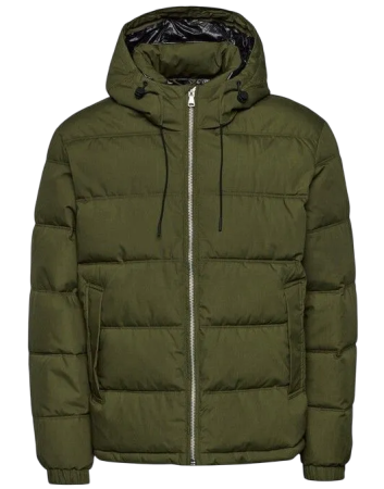 Пуховик с капюшоном мужской / Зеленый / 46