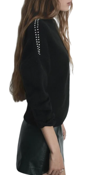 Джемпер со стразами женский / Черный / 48