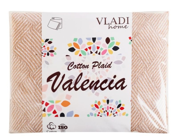 Плед с хлопком, 140х200 см / Коричневый / 140х200