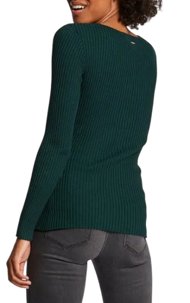 Пуловер в рубчик женский / Зеленый / 40