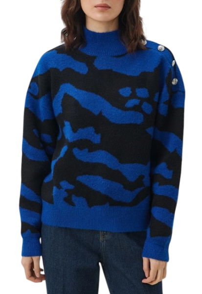 Свитер с принтом женский / Синий / 40