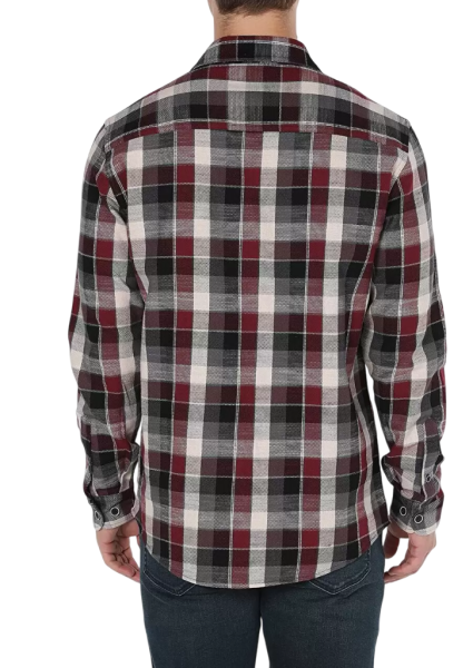 Рубашка в клетку мужская / Бордовый / 46