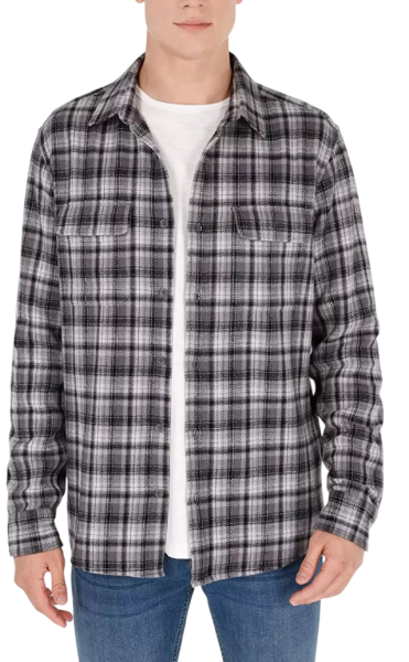 Рубашка в клетку мужская / Серый / 48