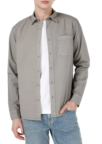 Рубашка однотонная мужская / Хаки / 48