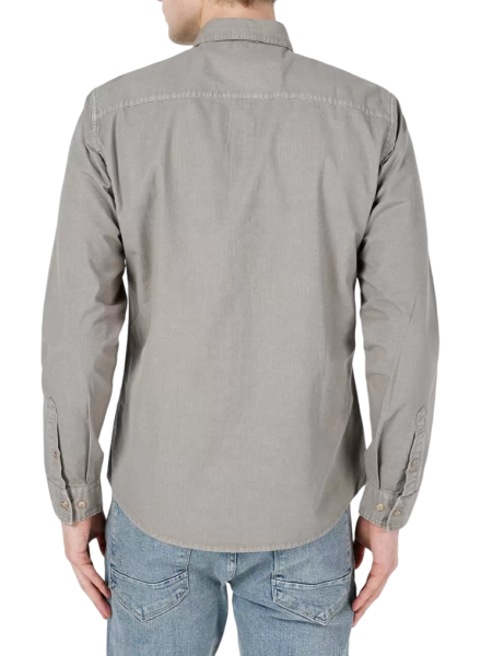 Рубашка однотонная мужская / Хаки / 48