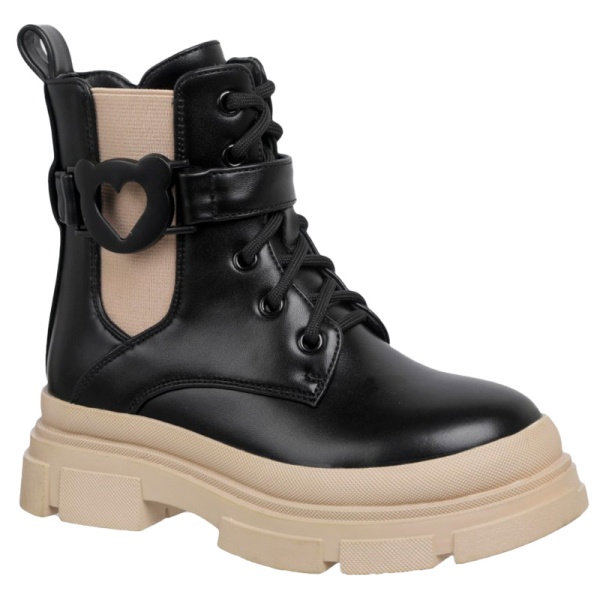 Ботинки из экокожи для девочки / Бежевый / 30