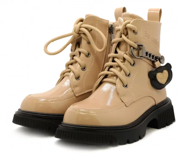 Ботинки из экокожи для девочки / Бежевый / 27