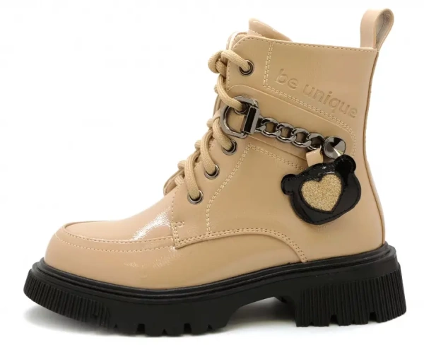 Ботинки из экокожи для девочки / Бежевый / 31