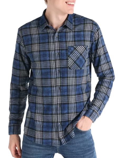 Рубашка с длинным рукавом мужская / Синий / 48