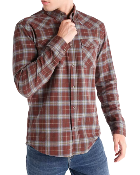 Рубашка с длинным рукавом мужская / Коричневый / 46