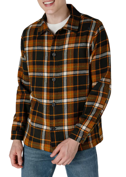 Рубашка в клетку мужская / Зеленый / 46