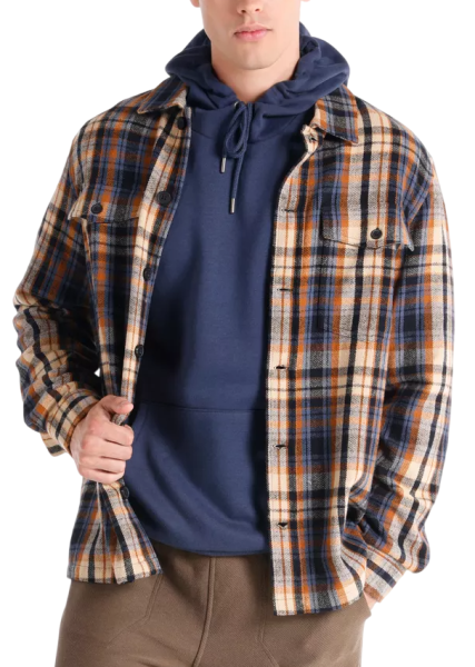 Рубашка в клетку мужская / Коричневый / 48