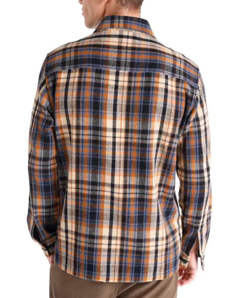 Рубашка в клетку мужская / Коричневый / 48