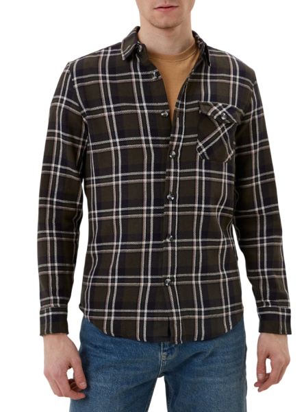 Рубашка с длинным рукавом мужская / Хаки / 46