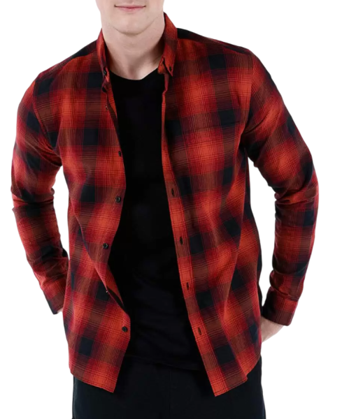 Рубашка с длинным рукавом мужская / Оранжевый / 46