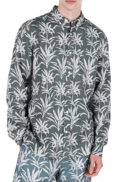 Рубашка с принтом мужская / Хаки / 46