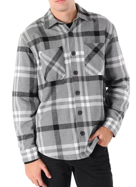 Рубашка с длинным рукавом мужская / Серый / 46