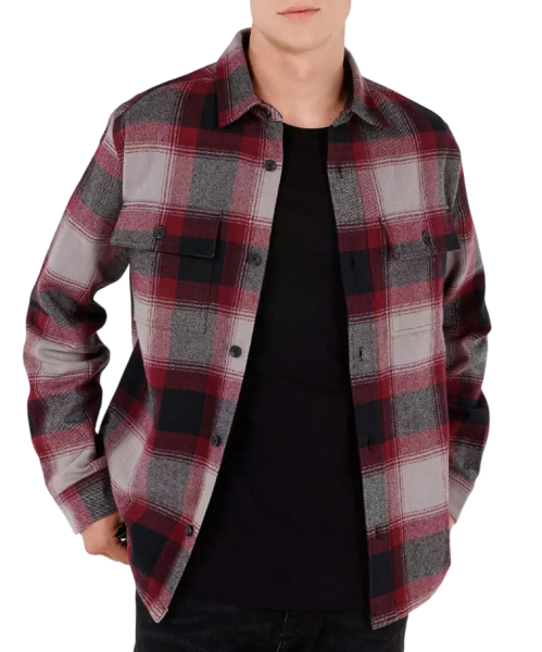 Рубашка с длинным рукавом мужская / Бордовый / 46